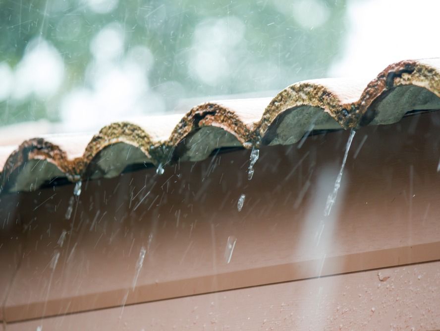 tejado salpicado con cotas de lluvia
